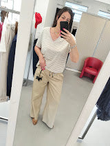 Pantalone palazzo cotone con accessorio