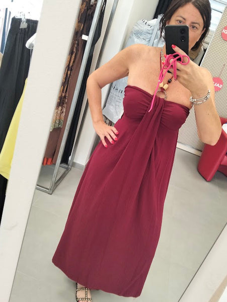 Abito senza maniche bordeaux