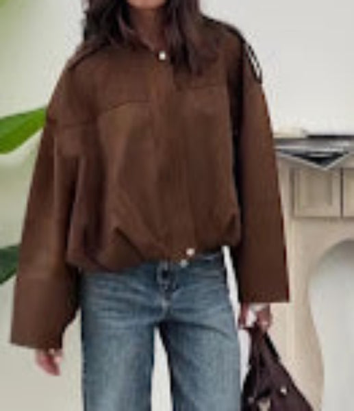 Bomber in suede