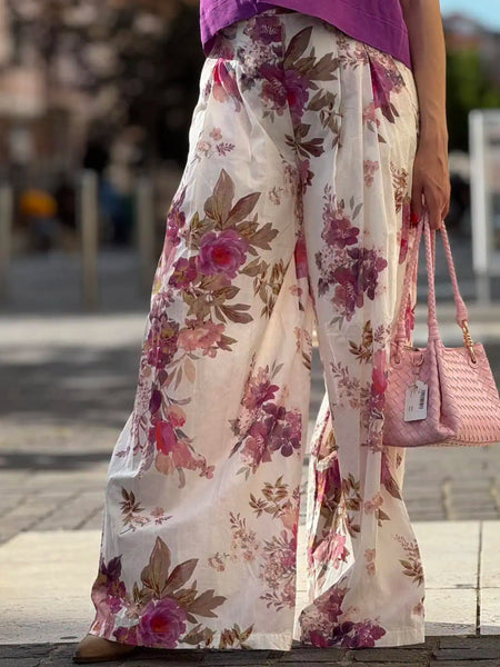 Pantalone stampa floreale Tensione In