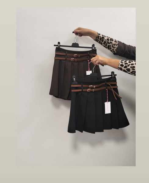 Gonna mini con pieghe