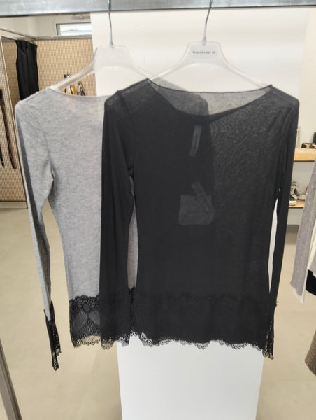 Maglia cashmere con dettagli pizzo Tensione In