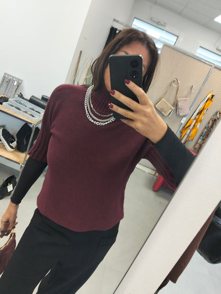 Maglia con mezzo collo manica 3/4