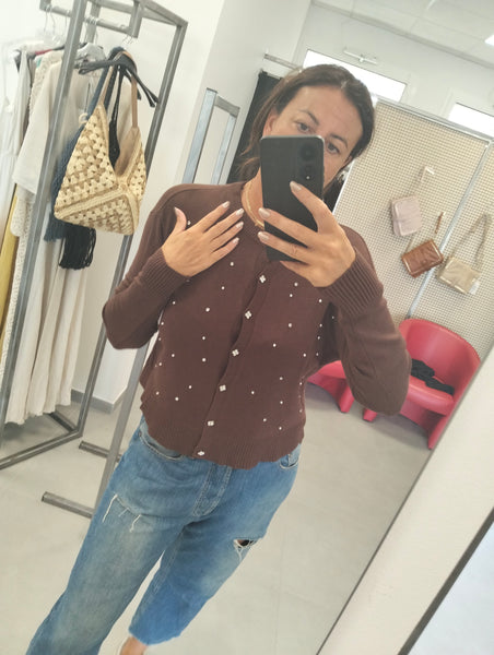 Cardigan con perle