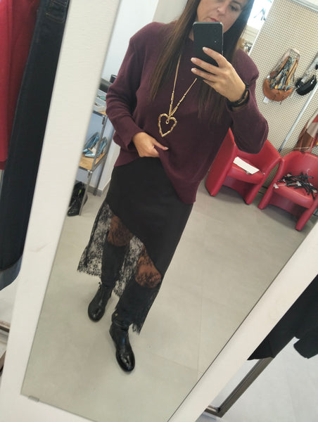 Gonna viscosa e pizzo