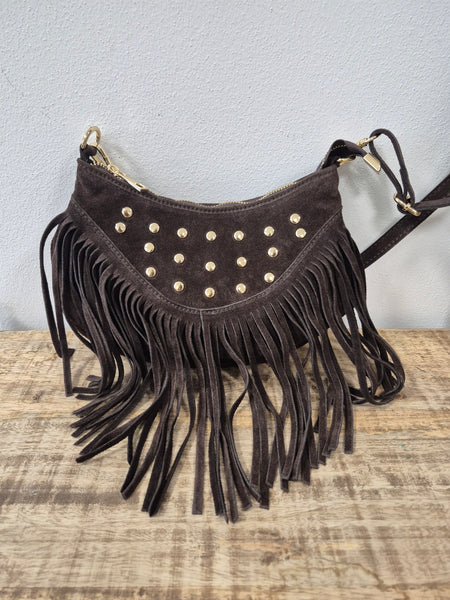 Borsa con frange e borchie
